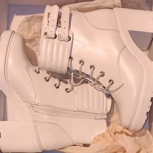 White Just Fab brand ankle boots